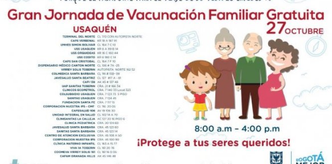 Sábado 27: gran jornada de vacunación familiar gratuita