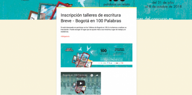 Talleres de relato breve “Bogotá en 100 palabras”